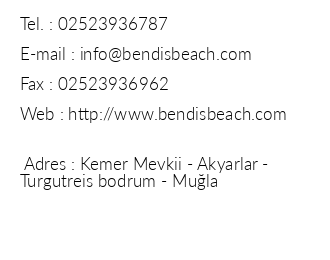 Bendis Beach Hotel iletiim bilgileri